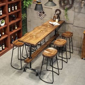 Bar Set 70.9" Industrial Bar Table with 6 Bar Stools Seats 4-6 People