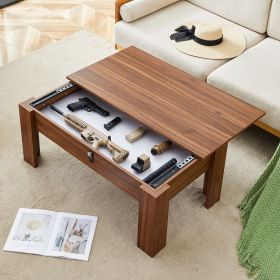 Multi-functional MDF Coffee Table with Password Lock, Suitable for Storing Firearms and Wine, with Dimensions of 39.3*21.6*16.6 Inches.