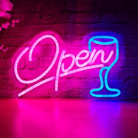 Bar Open Neon Sign, 12.6"X 7.87" Dimmable Bar Open Signs for Business, Powered by USB LED Light Up Sign for Beer Bar Home Pub Club Party Gift