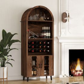 71"Farmhouse Arched Bar Cabinet: tall arched display cabinet , arch wine bar cabinets &coffee bar