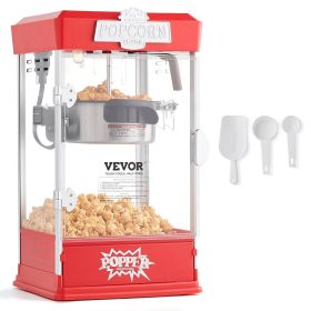 VEVOR Popcorn Maker, 480W Popcorn Popper Machine, 4 Oz Kettle Makes 1.5 Gallon per Batch, Tabletop Popcorn Maker, Includes 3 Scoops