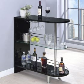 Karinna Black High Gloss 2-Tier Home Bar Table