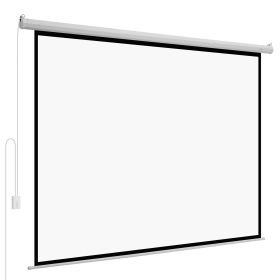 Motorized Projector Screen, 120 inch 4:3 1080 HD Electric Projector Screen, Wall Mounted Projection Dispaly Projector with Remote Control