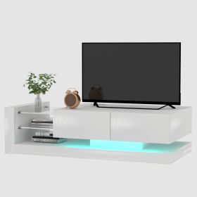 TV Console with Storage Cabinets, Full RGB Color 31 Modes Changing Lights Remote RGB LED TV Stand