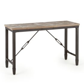 Rustic Industrial Occasional Collection - Vintage Plank-Effect Tops, Iron Metal Base - Choose from Cocktail or End Table