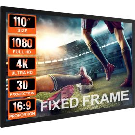 VEVOR Projector Screen Fixed Frame 110inch Diagonal 16:9 4K HD Movie Projector Screen with Aluminum Frame Projector Screen Wall Mounted for Home