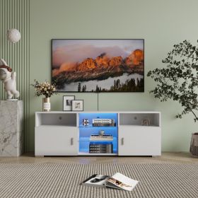 TV Stand for 32-60 inch TV, Modern Television Table Center Media Console with Drawer and Led Lights