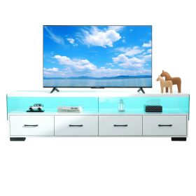 4-Drawer TV Stand for TV's up to 80" Flat Screen Cabinet Door Living Room Storage Entertainment Center, White