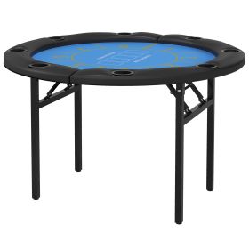 Foldable Poker Table Blackjack Texas Holdem Poker Game Table with Cup Holders, 47" Round, Black