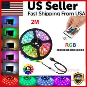 5V USB LED Strip Lights TV Back Light 5050 RGB Colour Changing with 24Key Remote (Length: 2M)